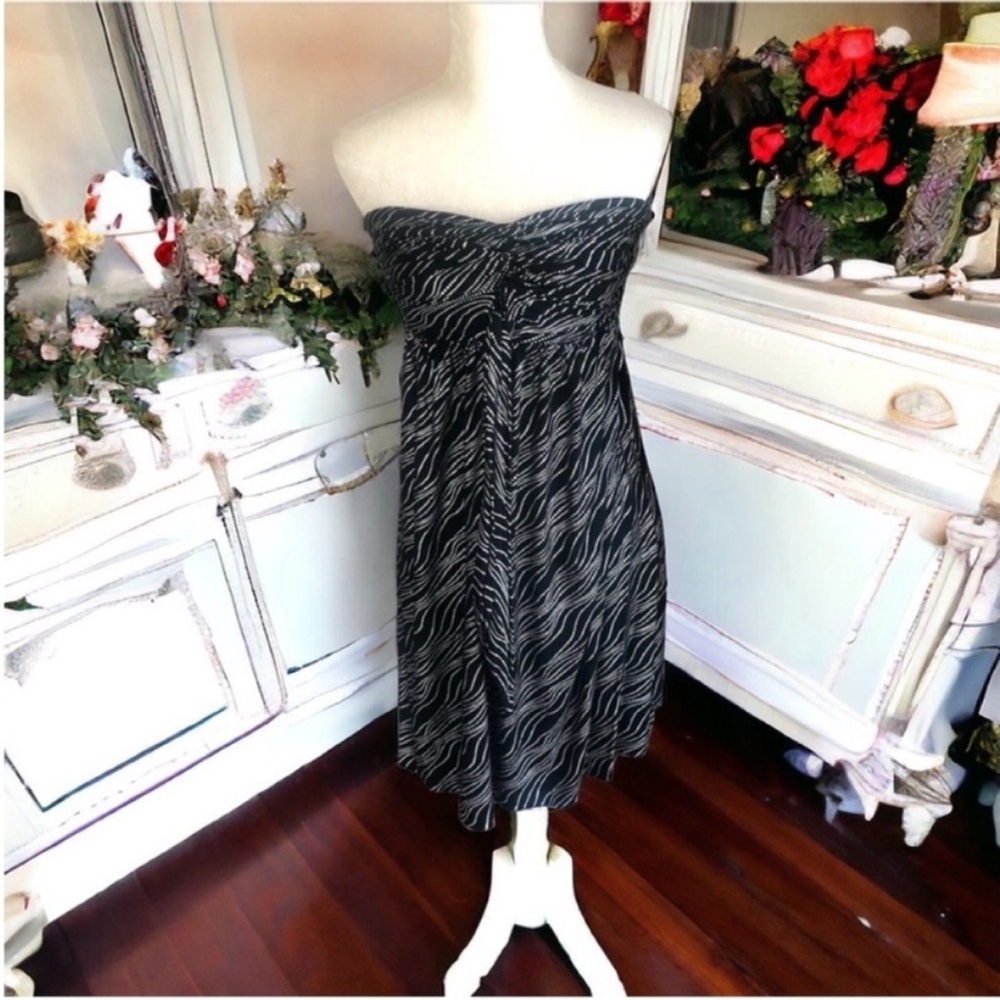 Express Black and Silver Patterned Tube Dress